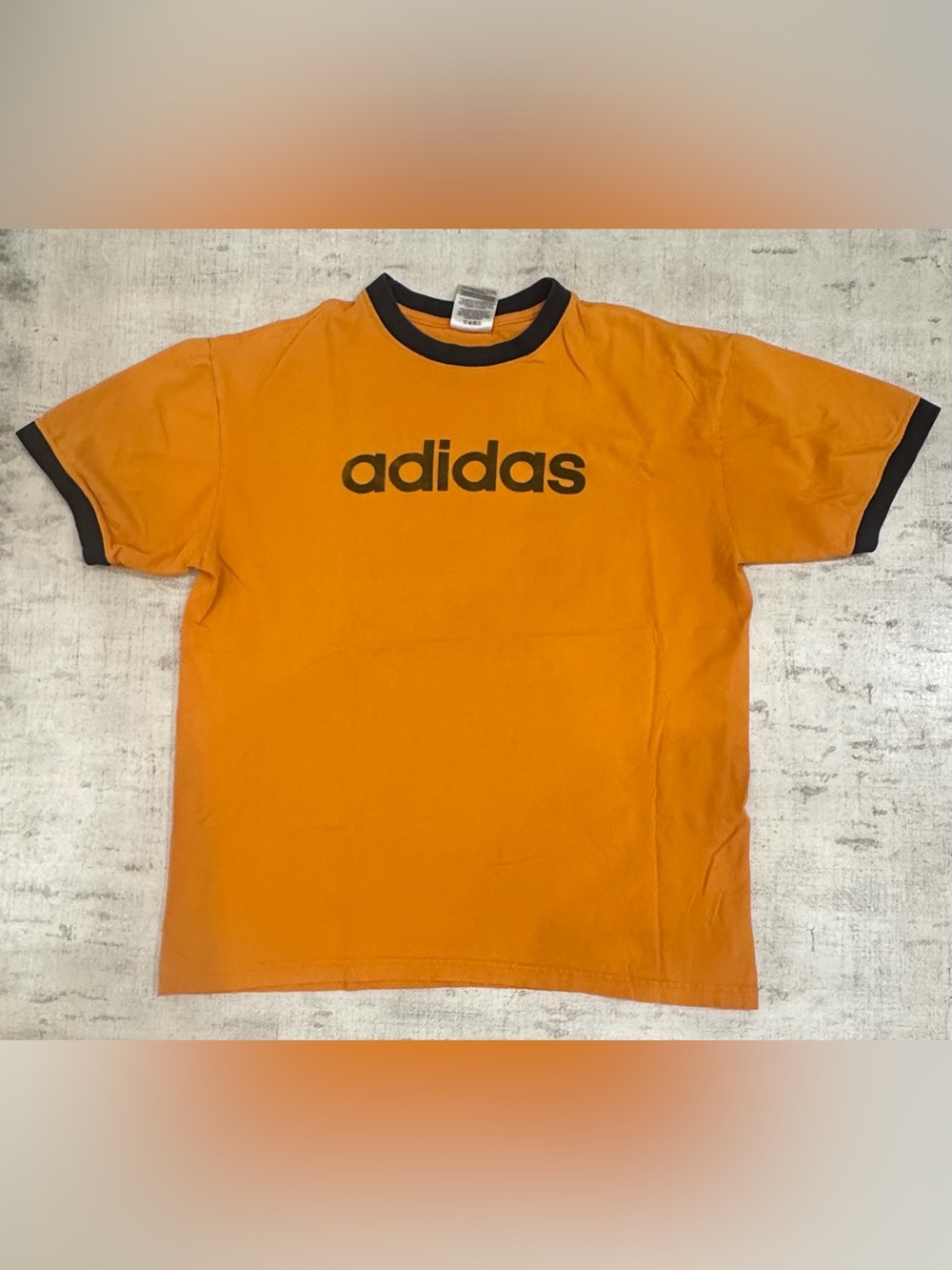 Vintage adidas Ringer T-Shirt | Mustard Gold Orange Black Logo Graphic Tee